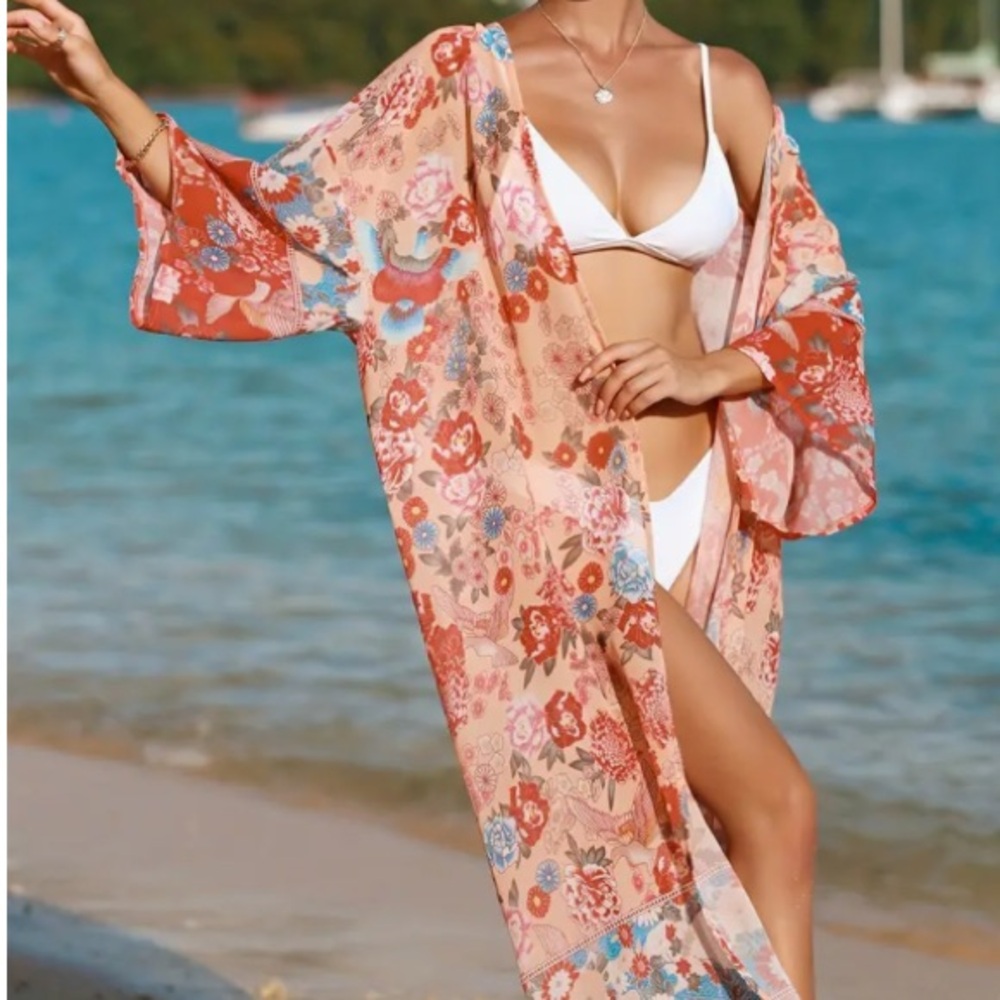 Sale  birds n blooms kimono duster
